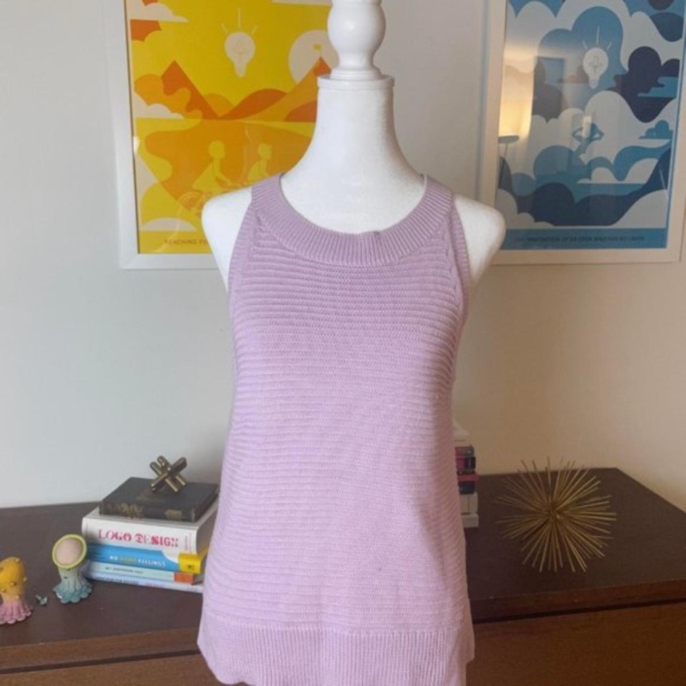 Margaret O’Leary Lavender Knit Sleeveless Halter Tank Top Size Small